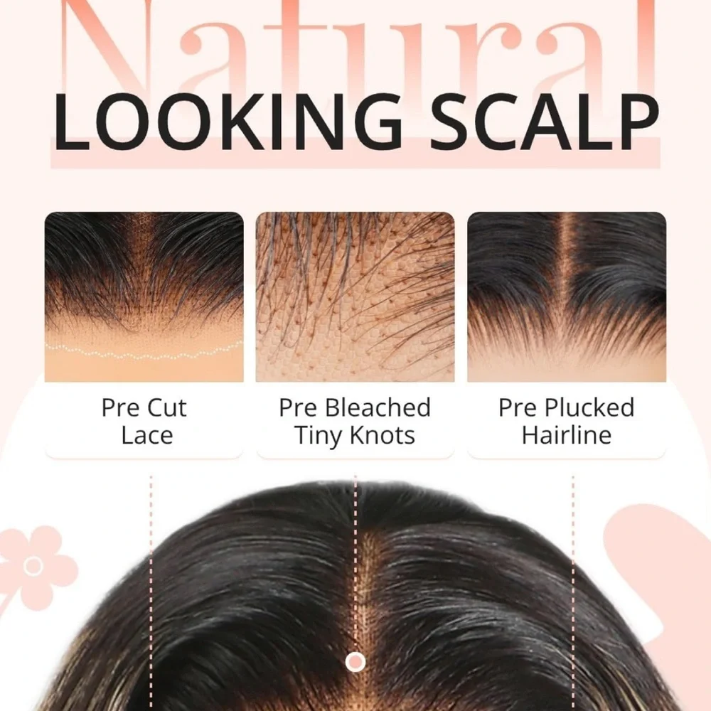 Blooming Hair 24” Pre Plucked Balayage Lace Front Human Hair Bleach…